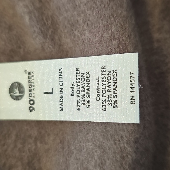 NWT 90 DEGREE BY REFLEX Brushed Terry Tie Hem Pullover Mocha Large - Picture 13 of 13